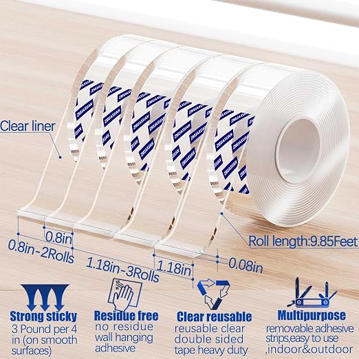 ZMUAXUAN Nano Tape Adhesive Reusable, Double Sided Mounting Tape Heavy Duty