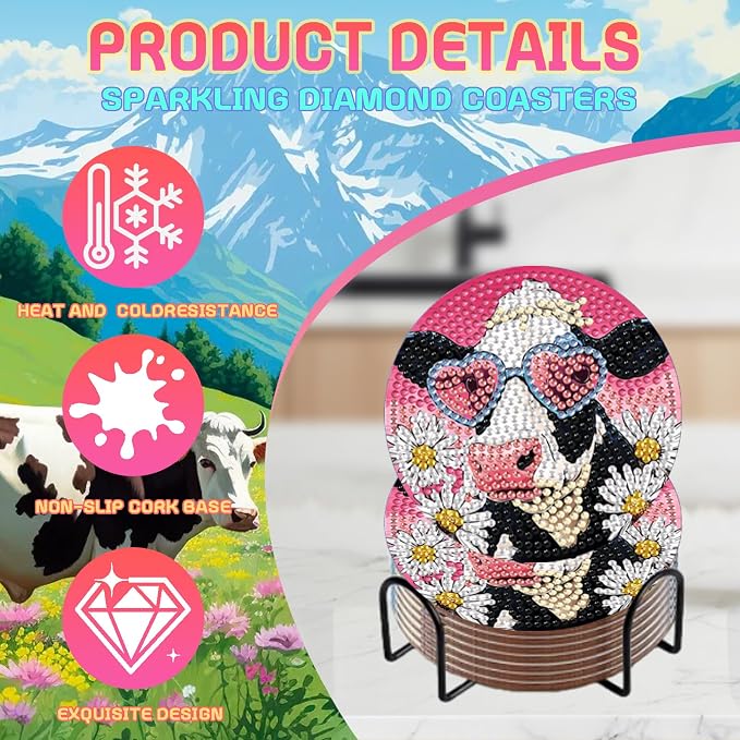 DOZEEZOP 8-Pack Diamond Art Coaster Kit