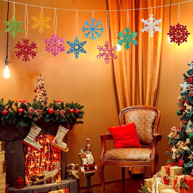 40Pcs Unfinished Paintable Blank Wooden Christmas Snowflake Festival Decoration