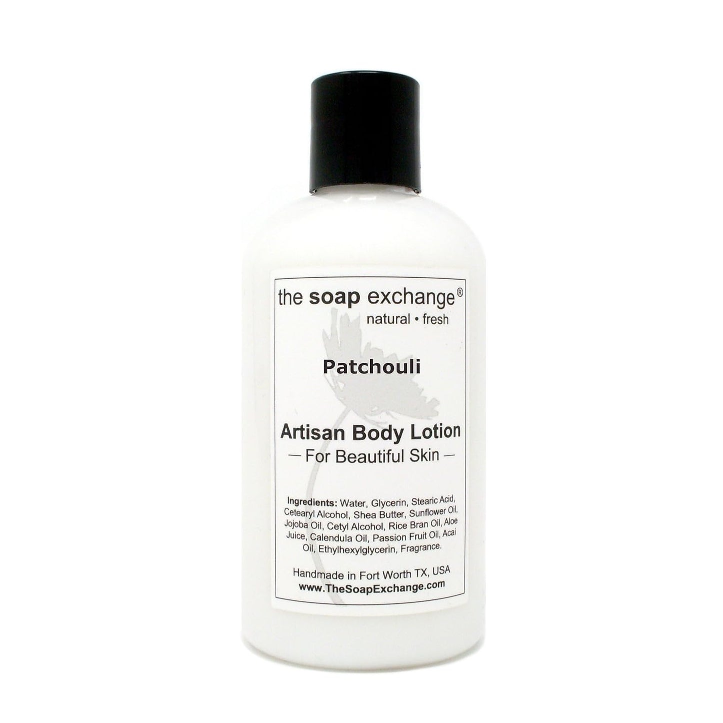 The Soap Exchange Body Lotion - Patchouli Scent - Hand Crafted 8 fl oz / 240 ml Natural Artisan Skin Care for Hand, Face, & Body, Moisturize, Hydrate, & Protect. Made in the USA.