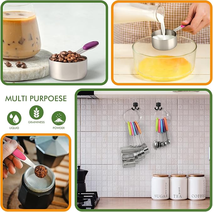 HOTEC 10-Pack Measuring Cups &Spoons Set, Kitchen Gadagets Cooking Baking