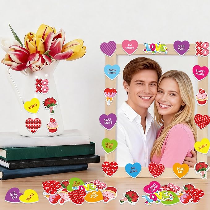 300Pcs Valentine's Day Foam Stickers, Self-Adhesive Heart Foam Stickers