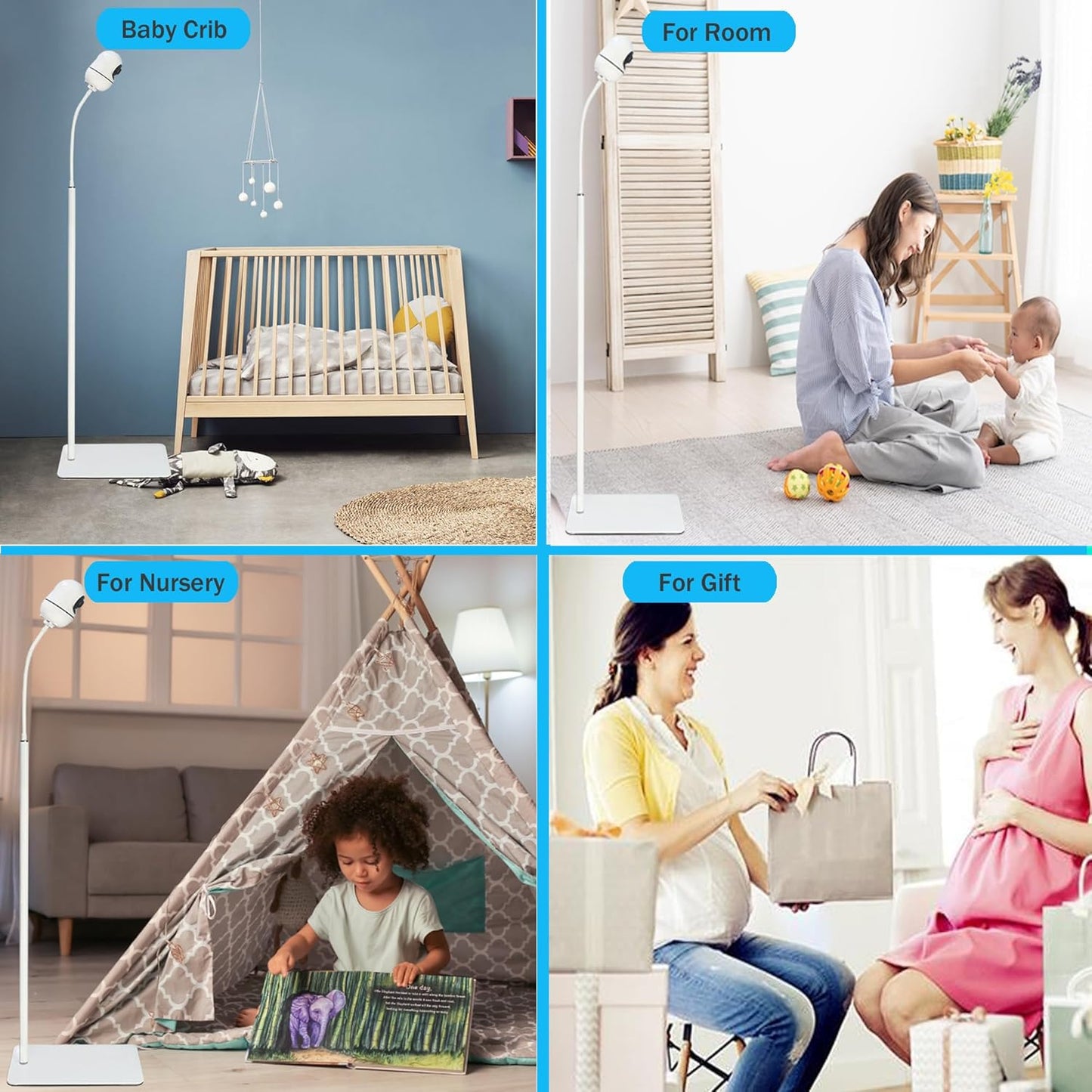 GUCHO Baby Monitor Mount Floor Stand Holder Compatible with Hellobaby HB6550/HB65/HB6339/HB40/HB6081/HB66/HB6351,Infant Optics DXR-8/8 Pro,Nanit,OKAIDI,Universal Flex Stand Baby Camera Mount