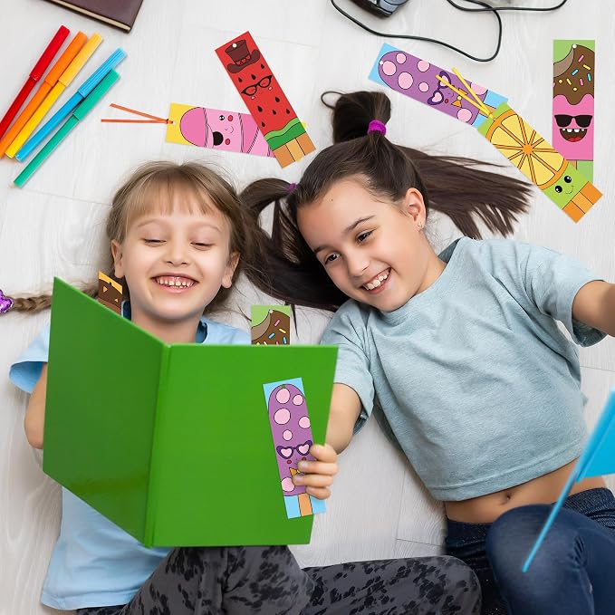 120Pcs Ice Cream Color Your Own Bookmarks
