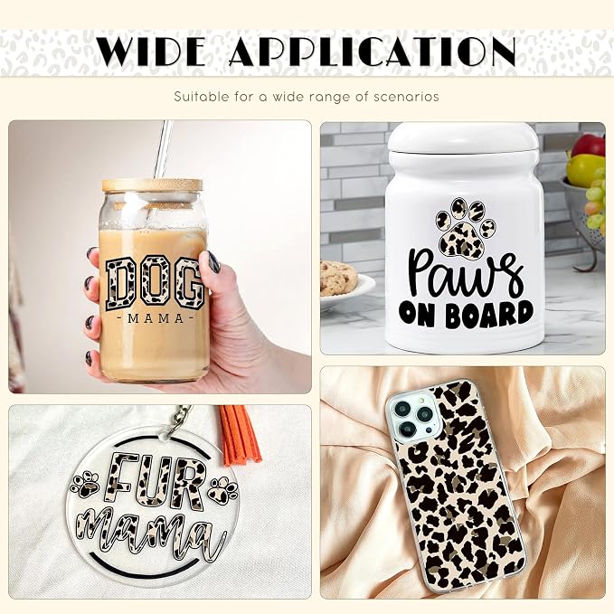 Tintnut Black White Leopard Permanent Vinyl 8 Sheets 12x10in Adhesive Vinyl |
