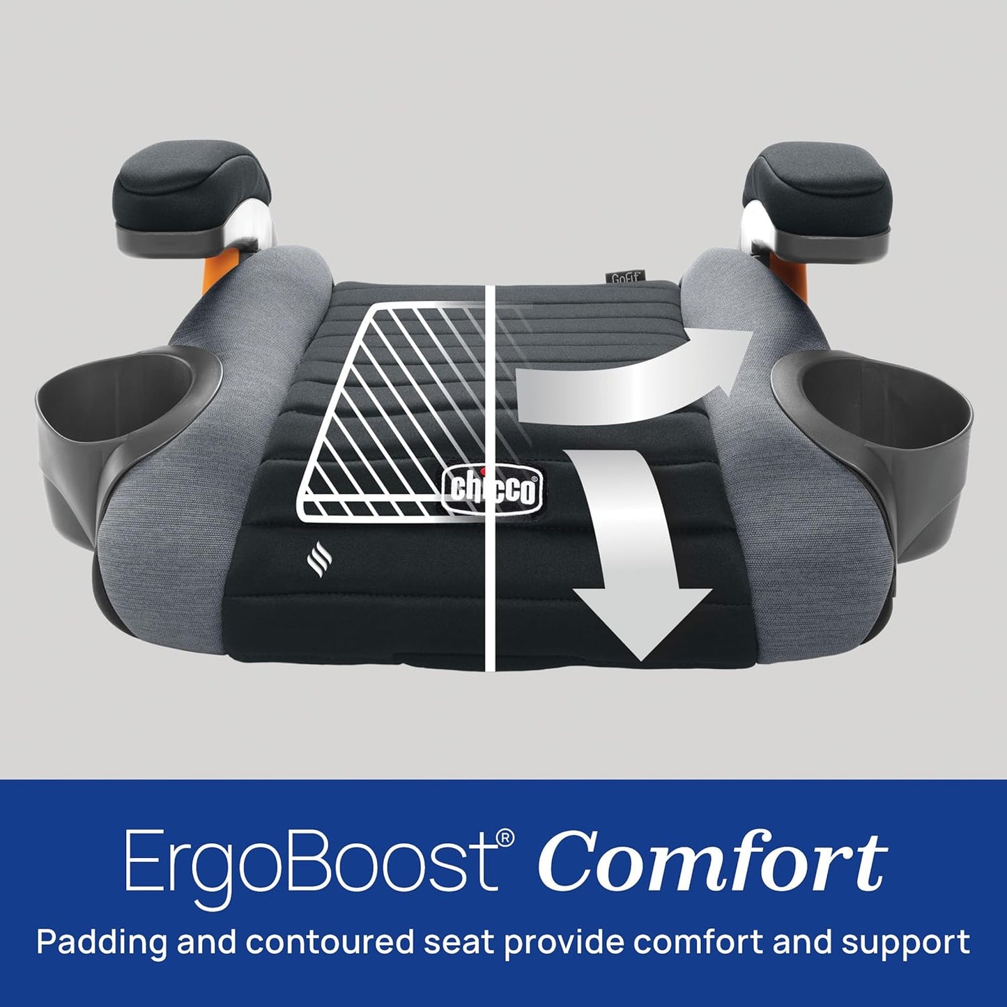Chicco GoFit ClearTex Backless Booster Car Seat, Travel Booster Seat for Car, Portable Car Booster Seat for Children at Least 4 Years Old and 40-110 lbs. | Shadow/Black