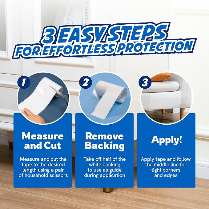 2 Rolls Cat Scratch Furniture Protector Tape – Double-Sided Sticky Training –