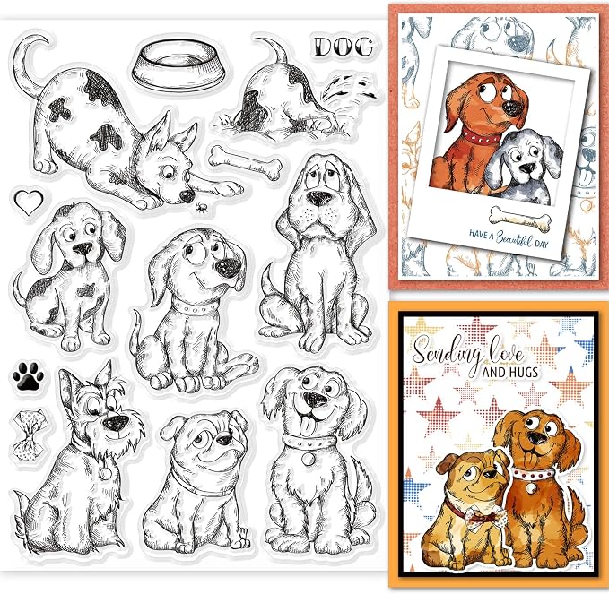 GLOBLELAND Cartton Dogs Clear Stamps