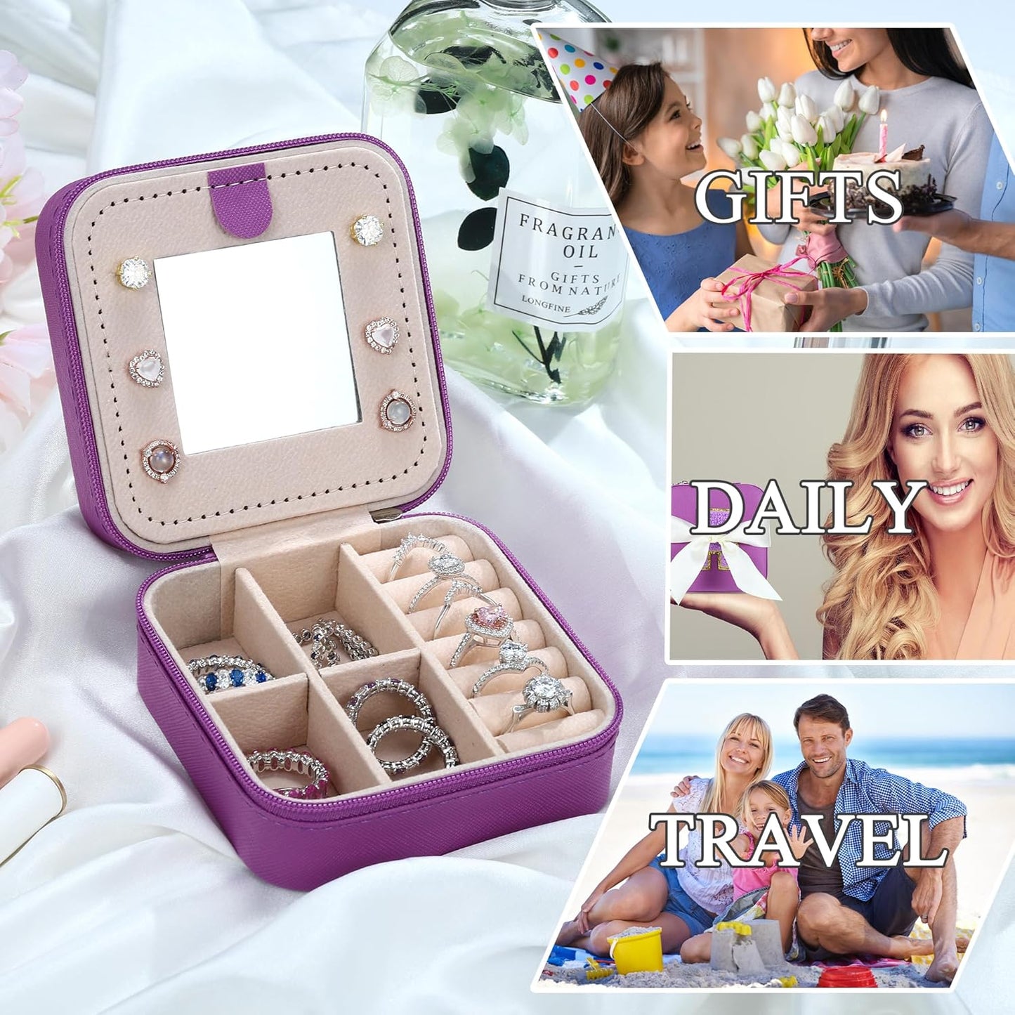 Parima Small Jewelry Box for Girls, Travel Initial Jewelry Boxs for Girls | Small Jewelry Organizer Box | Travel Jewelry Case Jewelry Organizer | Mini Jewelry Case - Letter G, Purple
