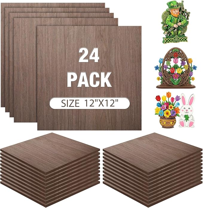 24 Pcs Walnut Color Wood Sheets Plywood Board