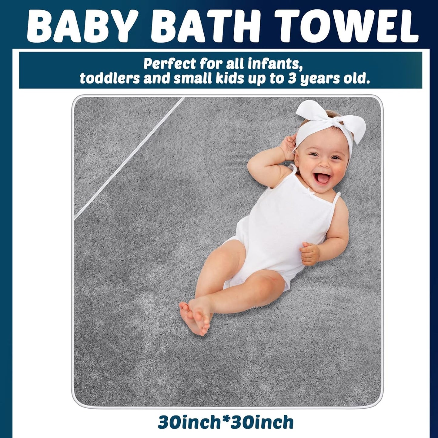 Chumia 6 Pack Baby Bath Towel Coral Fleece Soft Absorbent Newborn Hooded Towel for Kid 30 x 30 Inch Toddler Bath Blanket for Babies Infant Shower Gift(Gray)