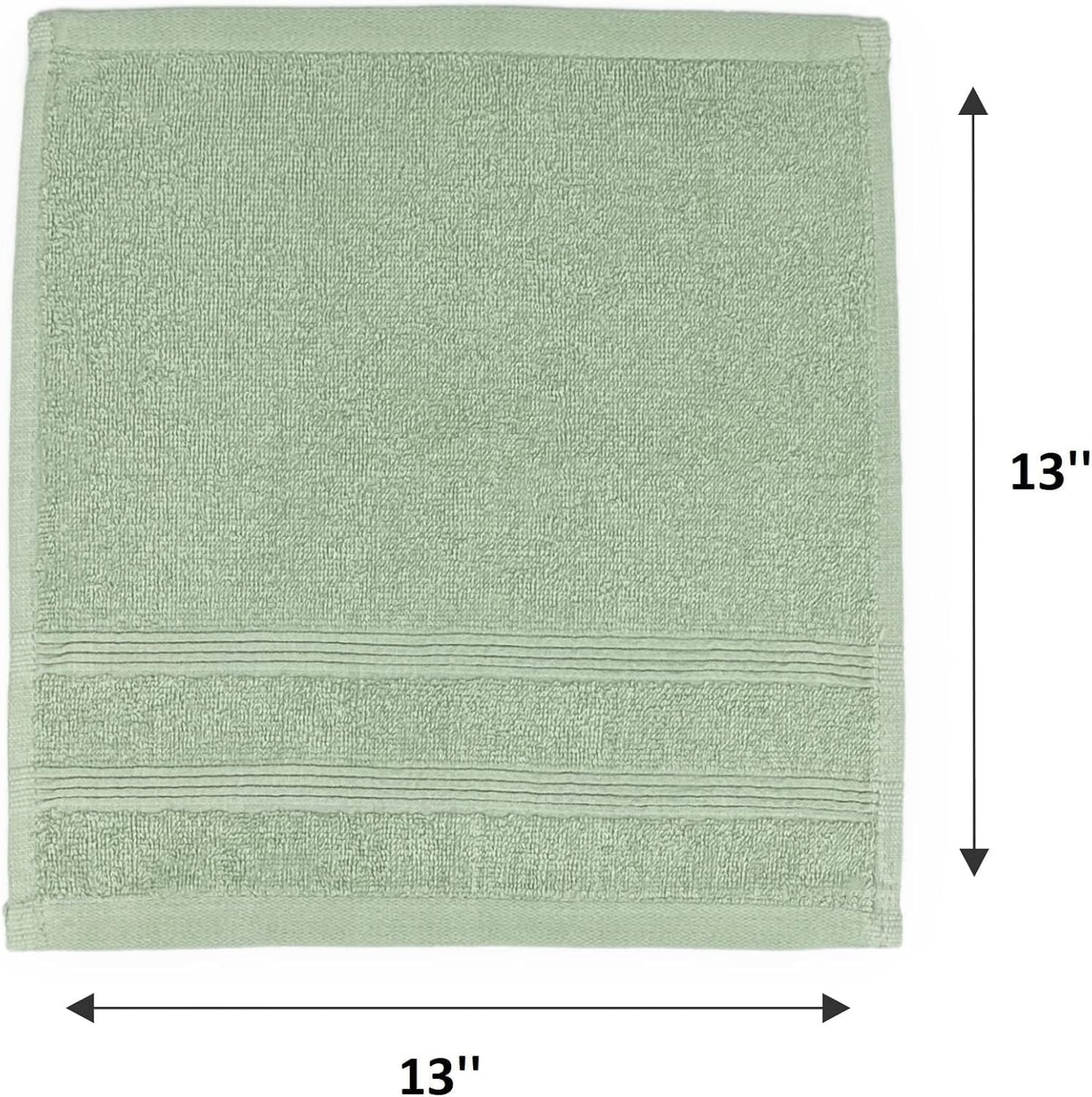 Kaufman - Washcloths for Bathroom, Spa, Gym, and Face Towel 100% Cotton Ring Spun, Ultra Soft Feel and Highly Absorbent Fingertip Towels (24, SAGE Green)