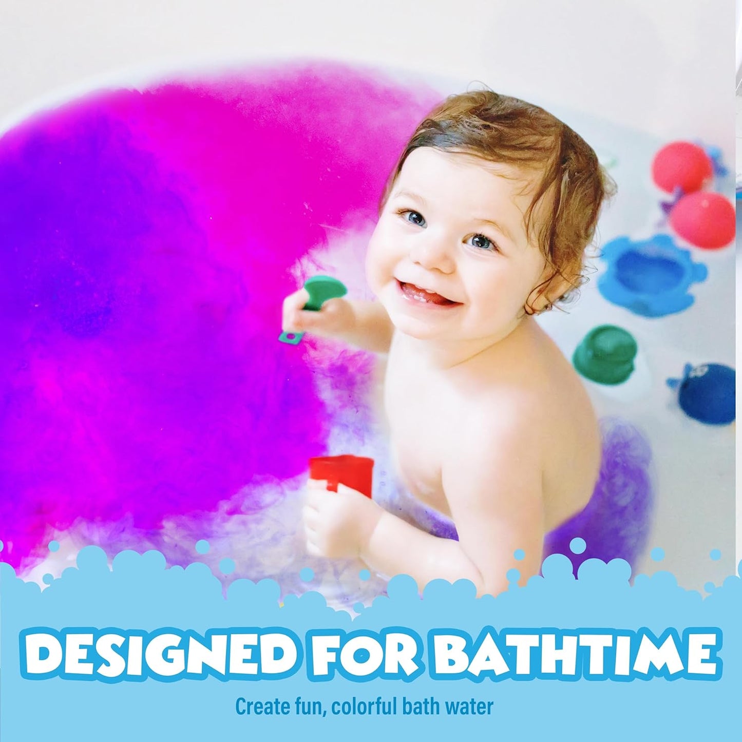 Tub Works® Bath Color Fizzies®, 150 Count, 3 Pack | Nontoxic & Fragrance-Free | Color Bath Drops Create Fun Bath Colors | Bath Color Tablets in 7 Colors for Variety | Bath Bombs for Kids Bath