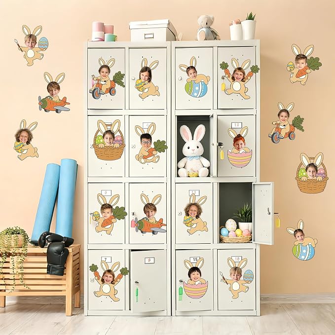 60pcs Easter Theme DIY Cutouts Easter Bunny Eggs Bulletin Board Decoration Set