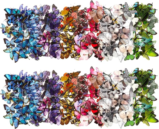 COMNICO Butterfly Stickers PET Waterproof Transparent Colorful Resin Decals
