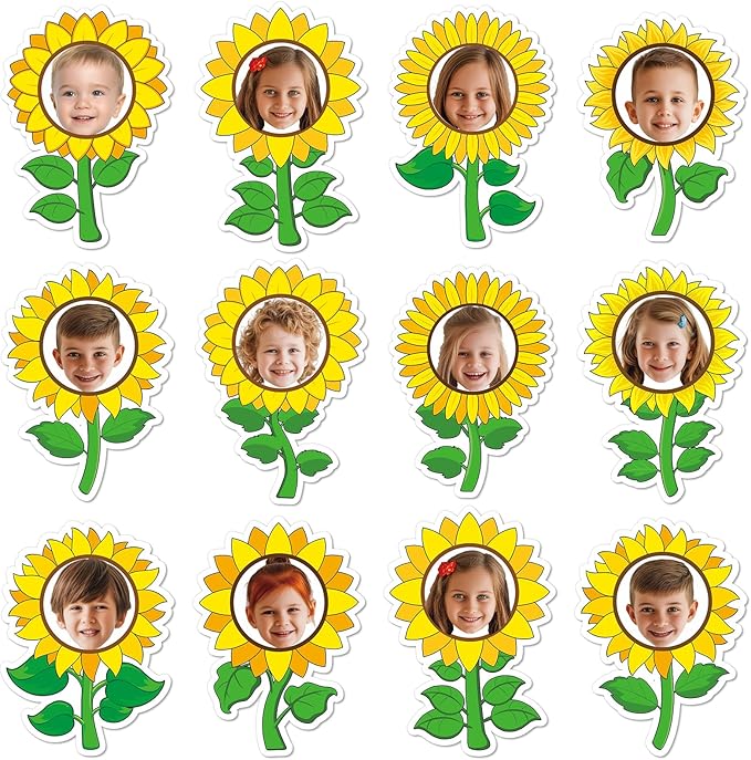 60pcs Sunflower Theme DIY Cutouts Sunflower Bulletin Board Decoration Set