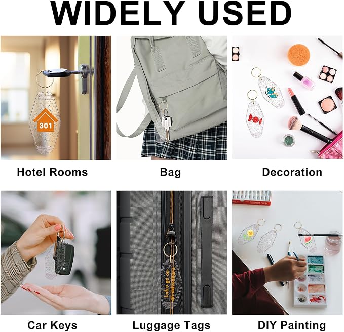 Yoption 50pcs Blank Motel Keychain Bulk
