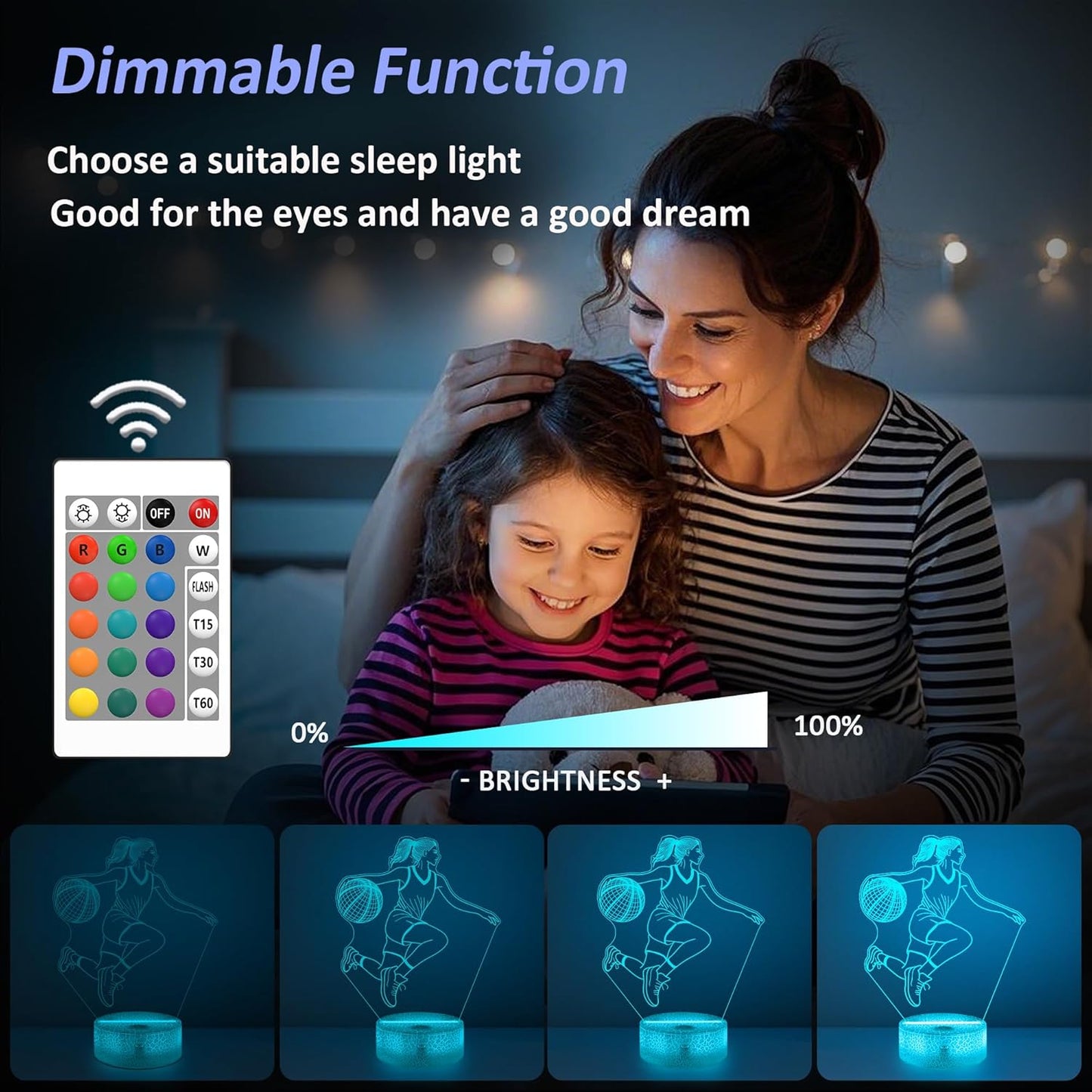 Basketball Gifts for Girls, Light Up Basketball Night Light 3D Illusion Lamp with 16 Colors Remote Control, Basket ball Accessories Stuff for Girls Women Best Friends Sister Birthday Xmas Gifts
