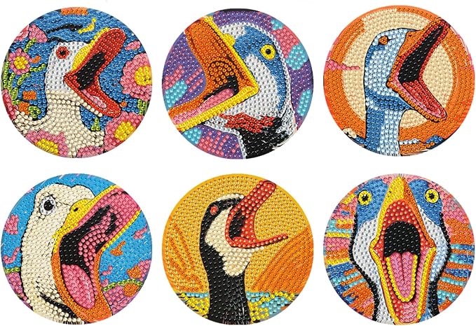 EWJRNSF 6 PCS Diamond Art Coasters Kits, Small Diamond Painting Coasters