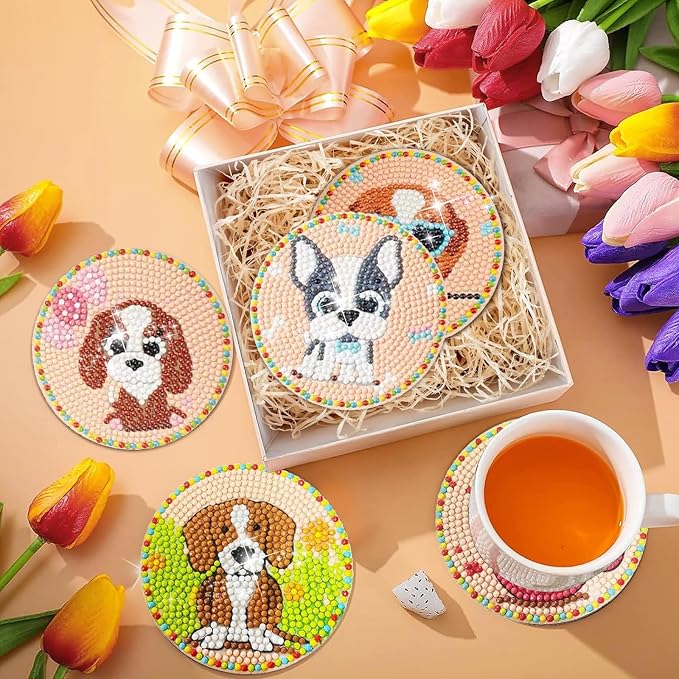 EWJRNSF 8 PCS Diamond Art Coasters Kit, Small Diamond Painting Coasters
