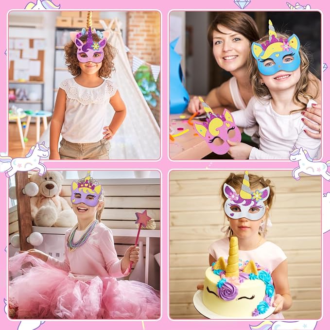 Fennoral 6 Pack Unicorns Masks Craft