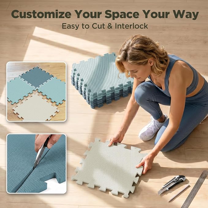 AIRHOP 18 PCS Gym Floor Mat, EVA Foam Puzzle Gym Mat, High-Density Interlocking