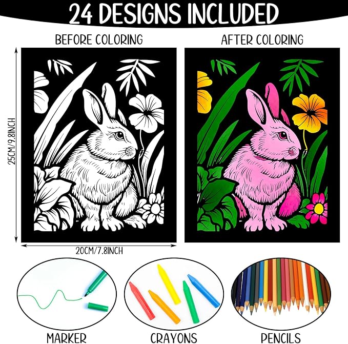 Zhanmai 48 Pcs Fuzzy Velvet Coloring Posters Artistic Edition Animal Fuzzy