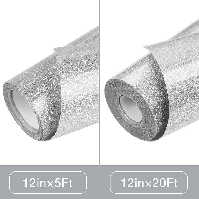 TORC Silver Glitter HTV Heat Transfer Vinyl Roll 12 inch x 20 ft Iron on Vinyl