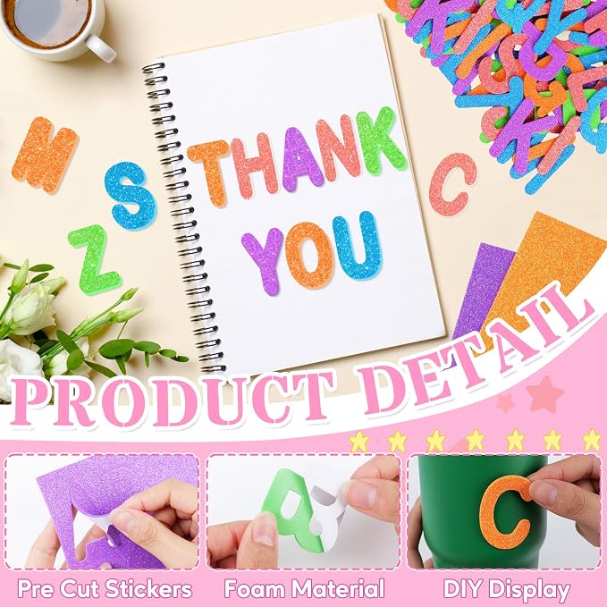2 Inch Large Foam Letter Stickers Glitter Big Font