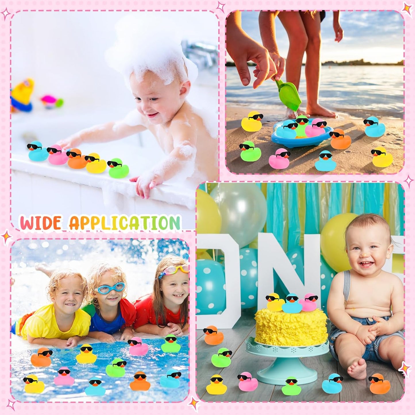 Sosation 36 Packs Mini Rubber Ducks with Sunglasses Sets 2.2 Inch Bath Squeaky Rubber Duckies Cute Float Bathtub Toys for Christmas Birthday Party Favors Class Prizes Car Decor(Mixed Colors)