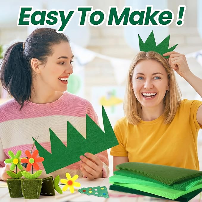 Peryiter 150 Pcs Back to School Green Felt Fabric Sheets Bulk