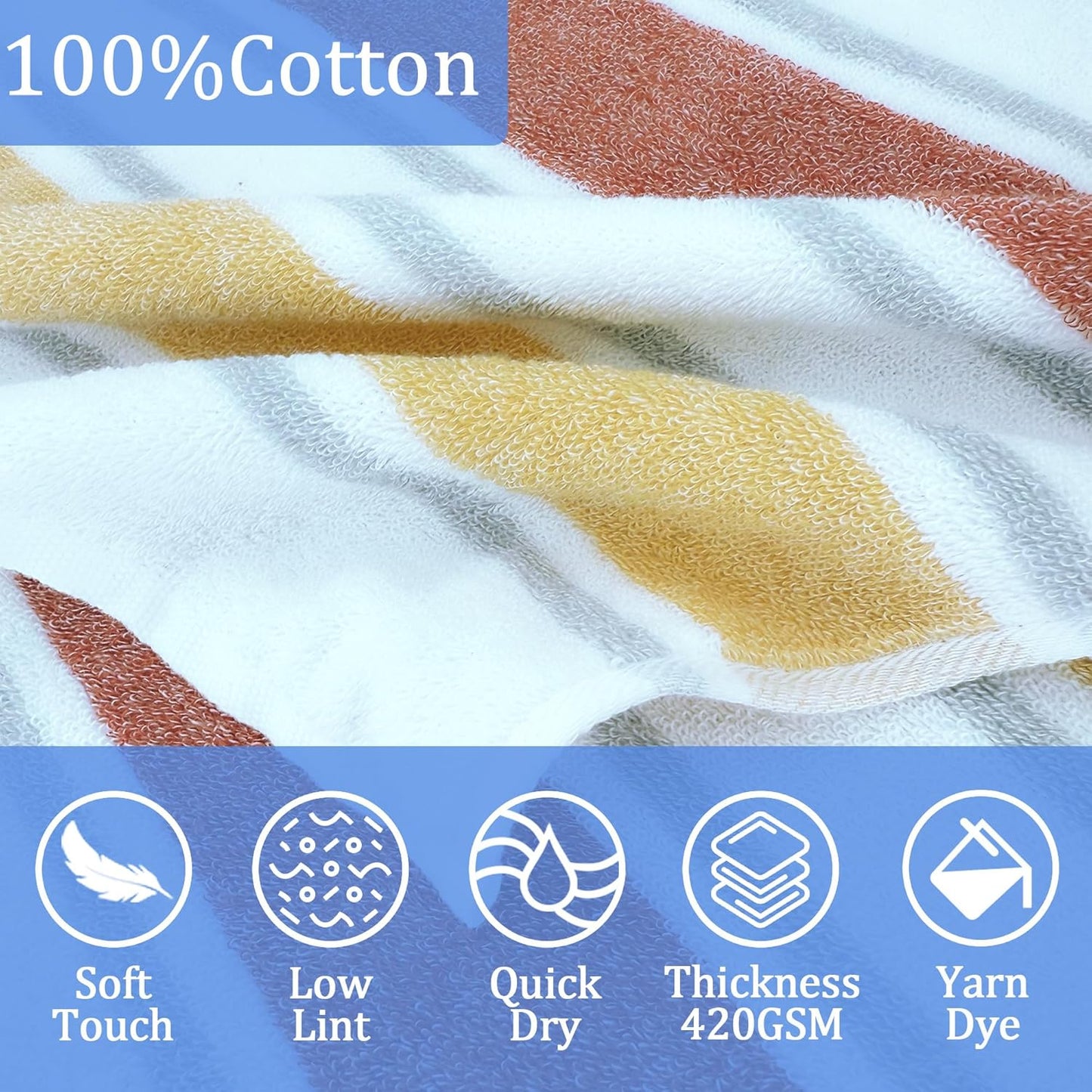 VOOVA & MOVAS Hooded Bath Towels for Kids (3-10Years,27.5"x55"),100% Cotton Absorbent Soft Towel Wrap for Toddler Boys,Perfect for Bathroom | Pool | Beach | Swimming, Jacquard Stripe