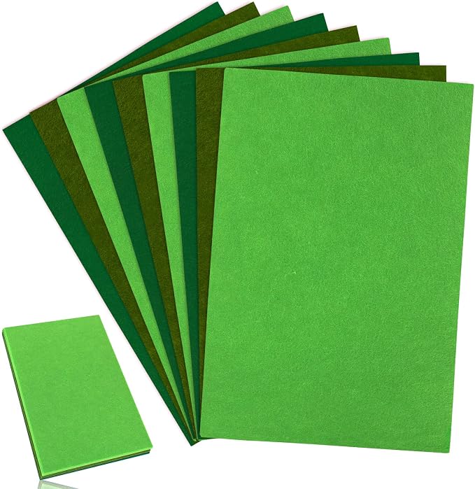 Whaline 18Pcs Felt Fabric Sheets Soft Thick Assorted Green Craft Felt Pack