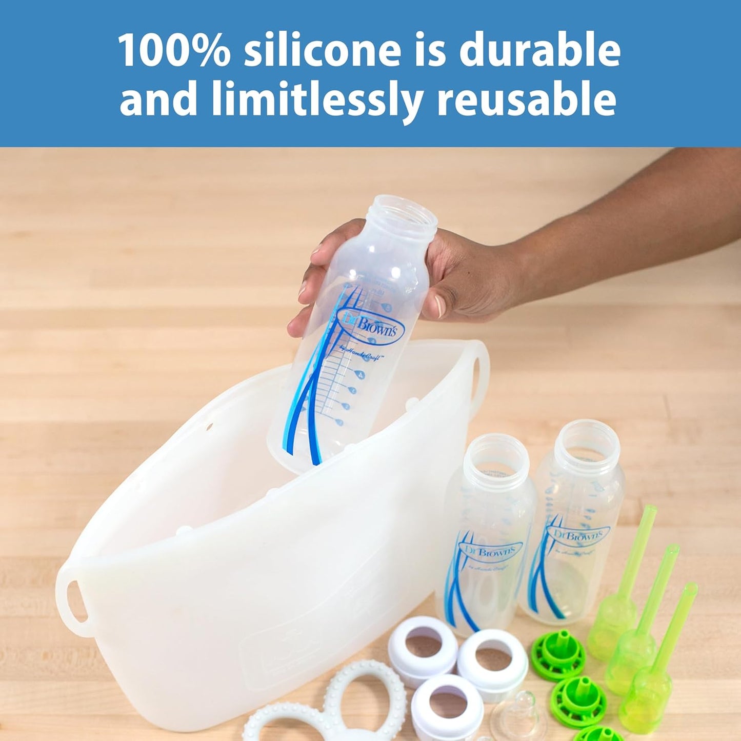 Dr. Brown's Reusable Silicone Sterilizer Bag, Bottle Warmer & Sterilizer, Fits Multiple Baby Bottles