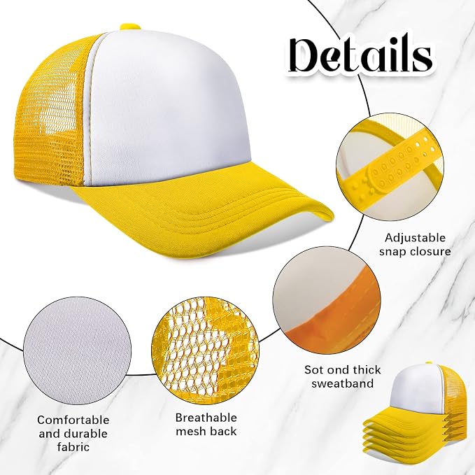 Vabean 24 Pack Sublimation Blank Cap Trucker Mesh Cap Unisex Plain Blank