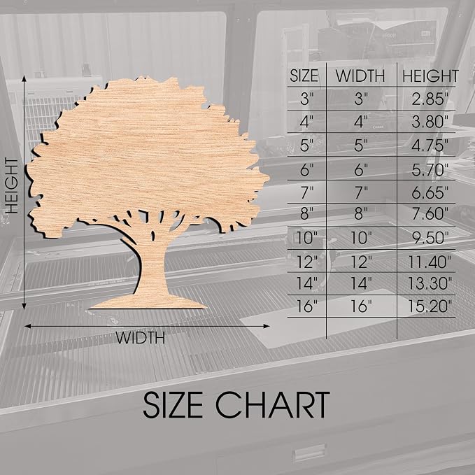 Unfinished Oak Tree Wood Cutout – Rustic Laser Cut Wooden Shape