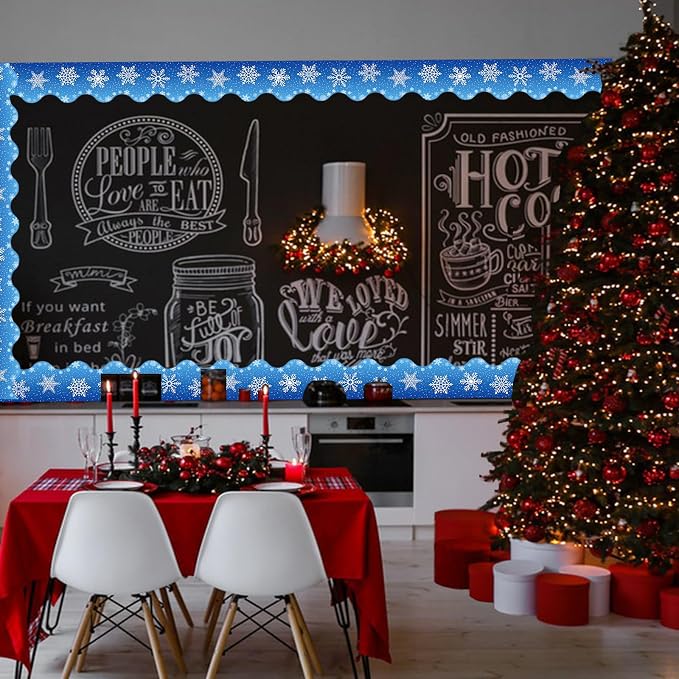 69 Feet Winter Snowflake Bulletin Board Borders, Scalloped Border Trim Holiday