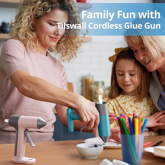 Tilswall Cordless Hot Glue Gun, 30s Fast Preheating, Rechargeable | Hot Melt