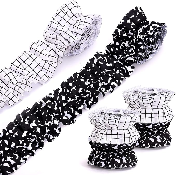 AnyDesign 6 Rolls 47Ft Ruffled Bulletin Board Borders Fabric Bulletin Border
