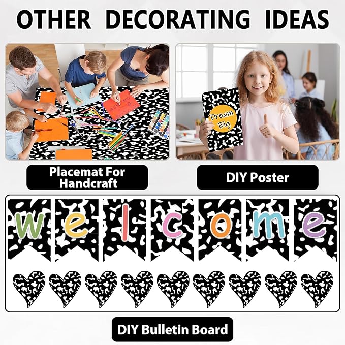Qyeahkj Composition Bulletin Board Paper Roll Black Dot Bulletin Board