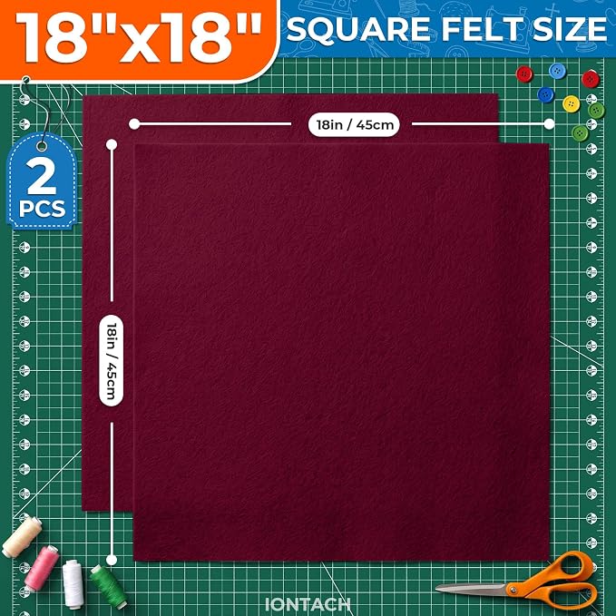 IONTACH 18" X 18" Soft Felt Sheets 1.6mm Thick | Acrylic Felt Fabric Sheets