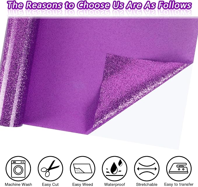 TORC Purple Glitter HTV Purple Heat Transfer Vinyl HTV Rolls
