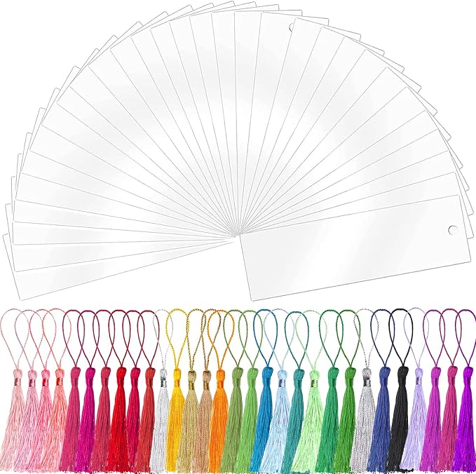 Clear Acrylic Bookmark, BetterJonny 30 Set Plastic Blank Book Page Mark