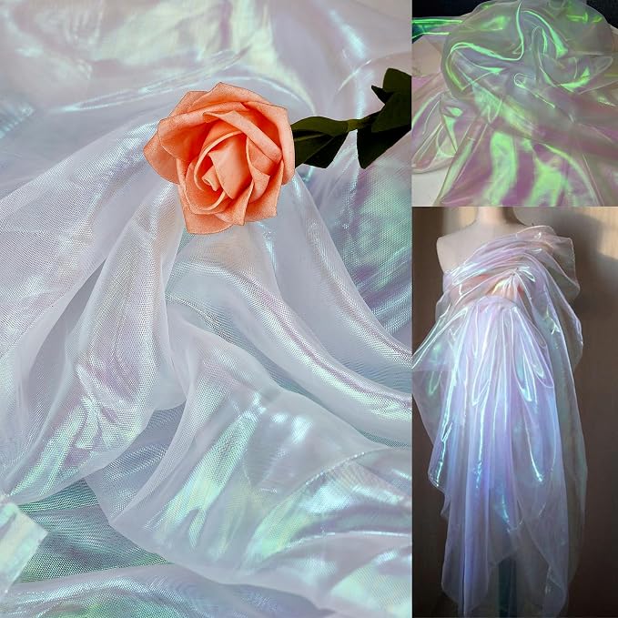 11 Yard Long White Iridescent Organza Fabric