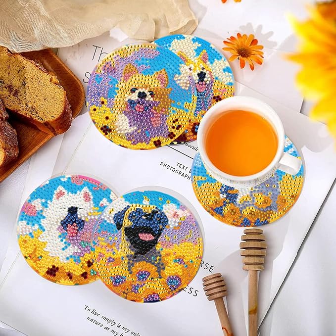 EWJRNSF 10 PCS Dog Diamond Art Coasters DIY Kit