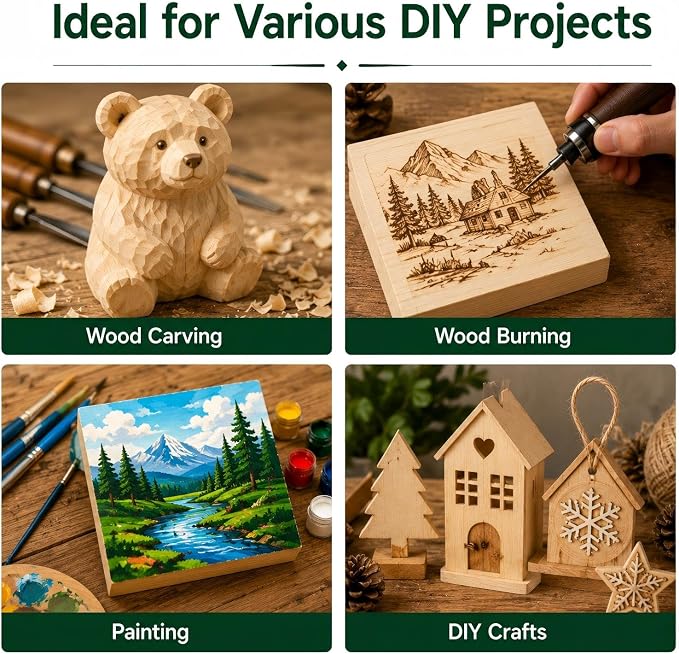 Unfinished Wood Blocks for Carving, Painting and DIY Crafts