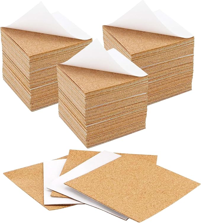 Self-Adhesive Cork Square, Allazone 120 Pack 10 x 10CM Cork Backing Sheets