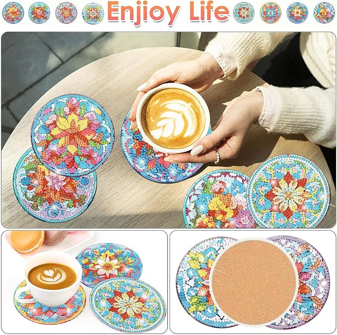 ijbnhd Mandala Diamond Painting Coasters Kit