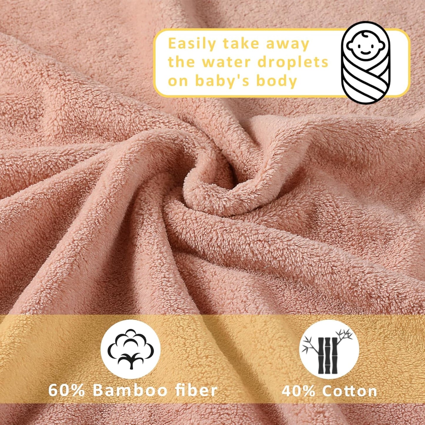 6 Pack Hooded Baby Towels - 32x32 in Ultra Soft Baby Bath Towels, Newborn Baby Essentials, Premium Absorbentand Hypoallergenic Towels for Toddler Baby Boy and Girl