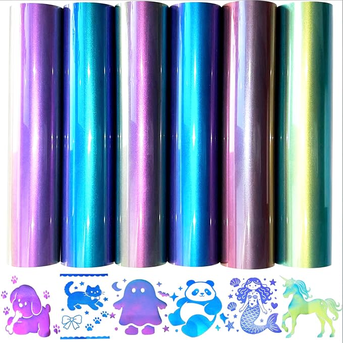 Chameleon Heat Transfer Vinyl HTV, 6 Sheets 10x12 Inch, Iron On Vinyl